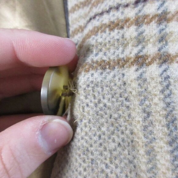 DKNY Women's Plaid Wool-Blend Pea Coat Academia Collar Outwear Jacket Tan M 1198 - Picture 11 of 14